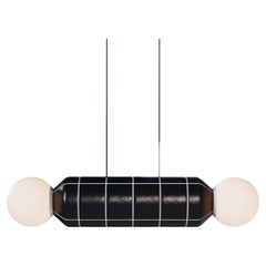 Lámpara Colgante Horizontal Moderna con Base de Cerámica - Negra - Hecha a Mano