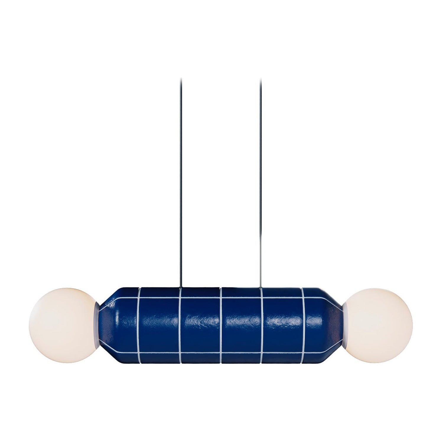 Lámpara Colgante Horizontal Moderna con Base de Cerámica - Azul - Hecha a Mano en venta
