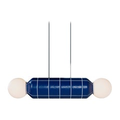 Lampada a sospensione moderna orizzontale con base in ceramica - Blu - Realizzata a mano