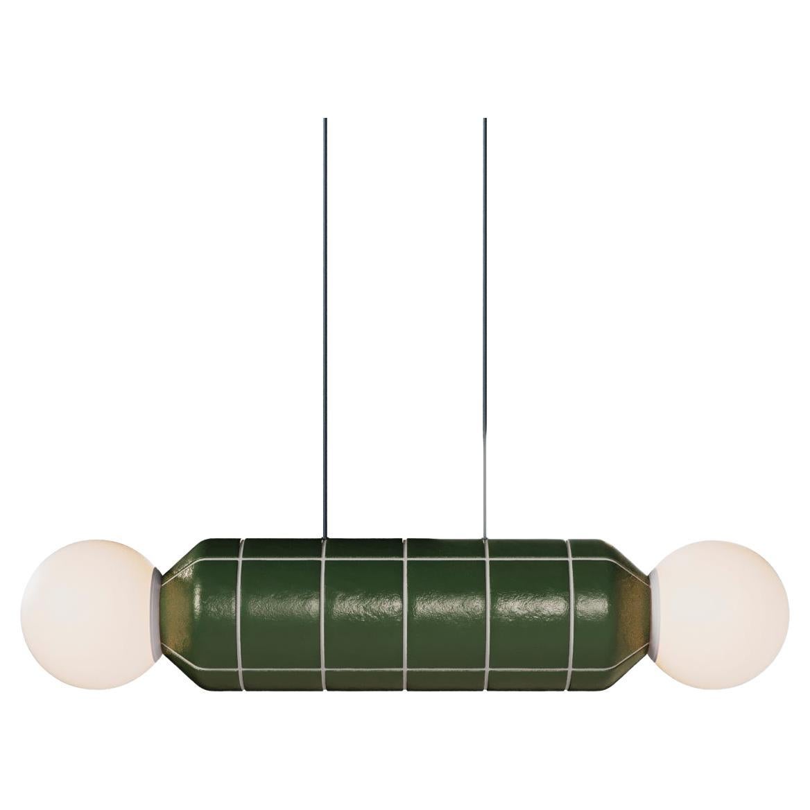 Lámpara Colgante Horizontal Moderna con Base de Cerámica - Verde - Artesanal en venta