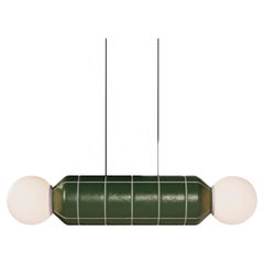 Lampada a sospensione moderna orizzontale con base in ceramica - Verde - Realizzata a mano