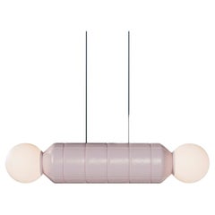 Modern Horizontal Pendant Light with Ceramic Base – Pink – Handcrafted