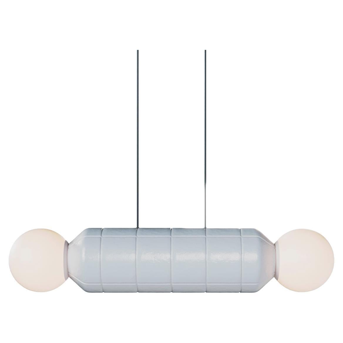 Modern Horizontal Pendant Light with Ceramic Base – White – Handcrafted