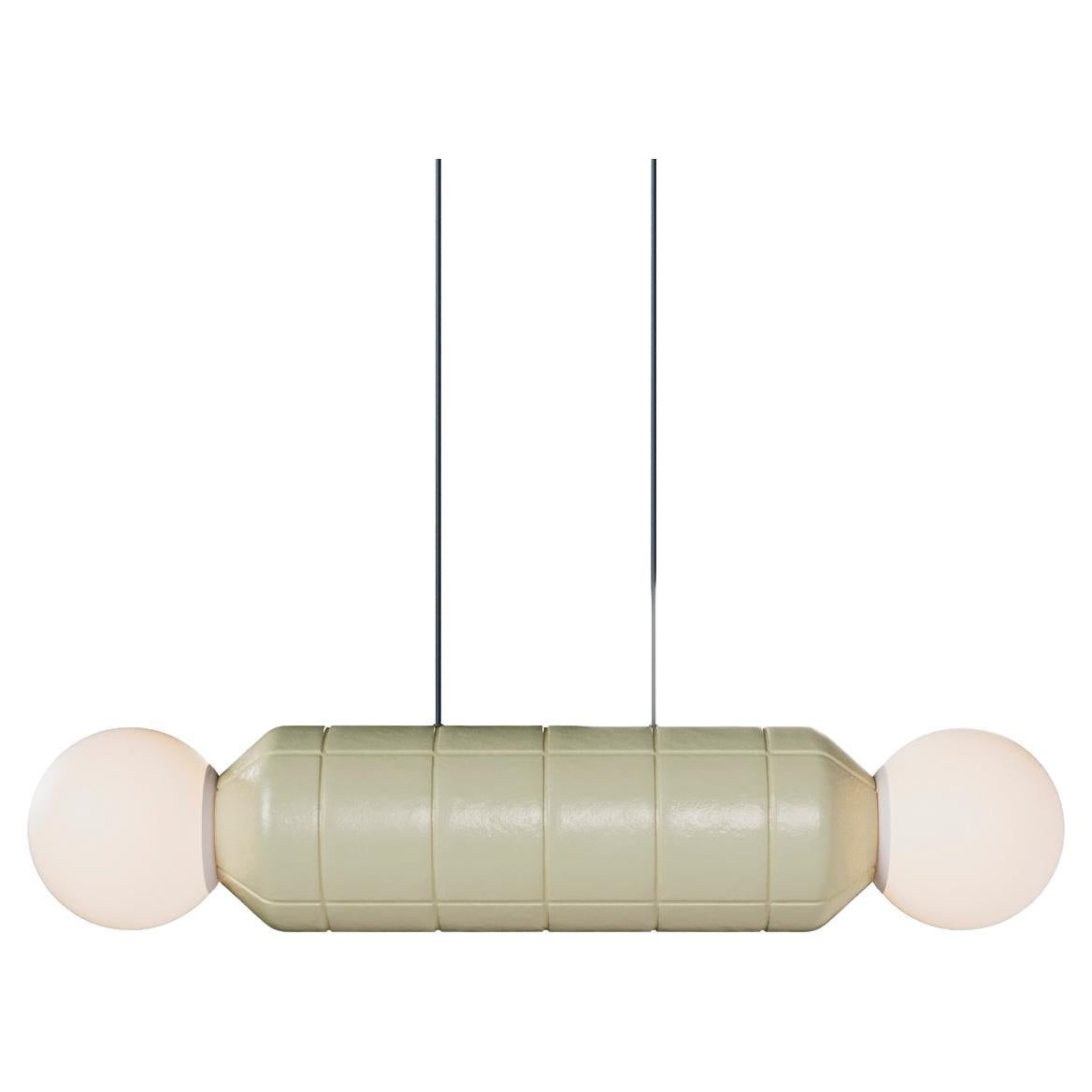 Modern Horizontal Pendant Light with Ceramic Base – Yellow – Handcrafted