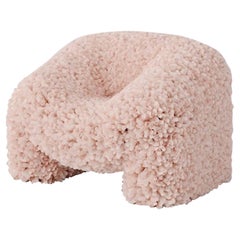Modern Hortensia Side or Occasional Chair in Fuzzy Powder Pink Fabric