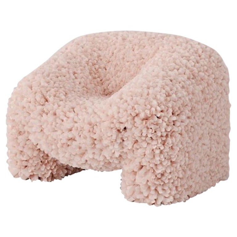 Modern Hortensia Side or Occasional Chair in Fuzzy Powder Pink Fabric ...