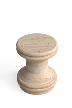 Modern Hourglass Side Table, Travertine, Handmade in Portugal by Lusitanus Home