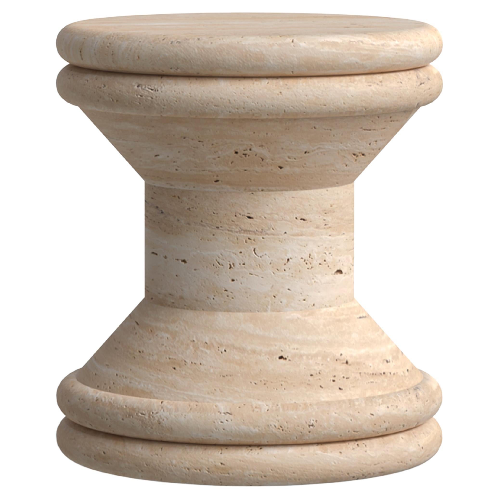 Table d'appoint sablier, travertin, fabriquée à la main au Portugal par Lusitanus Home en vente