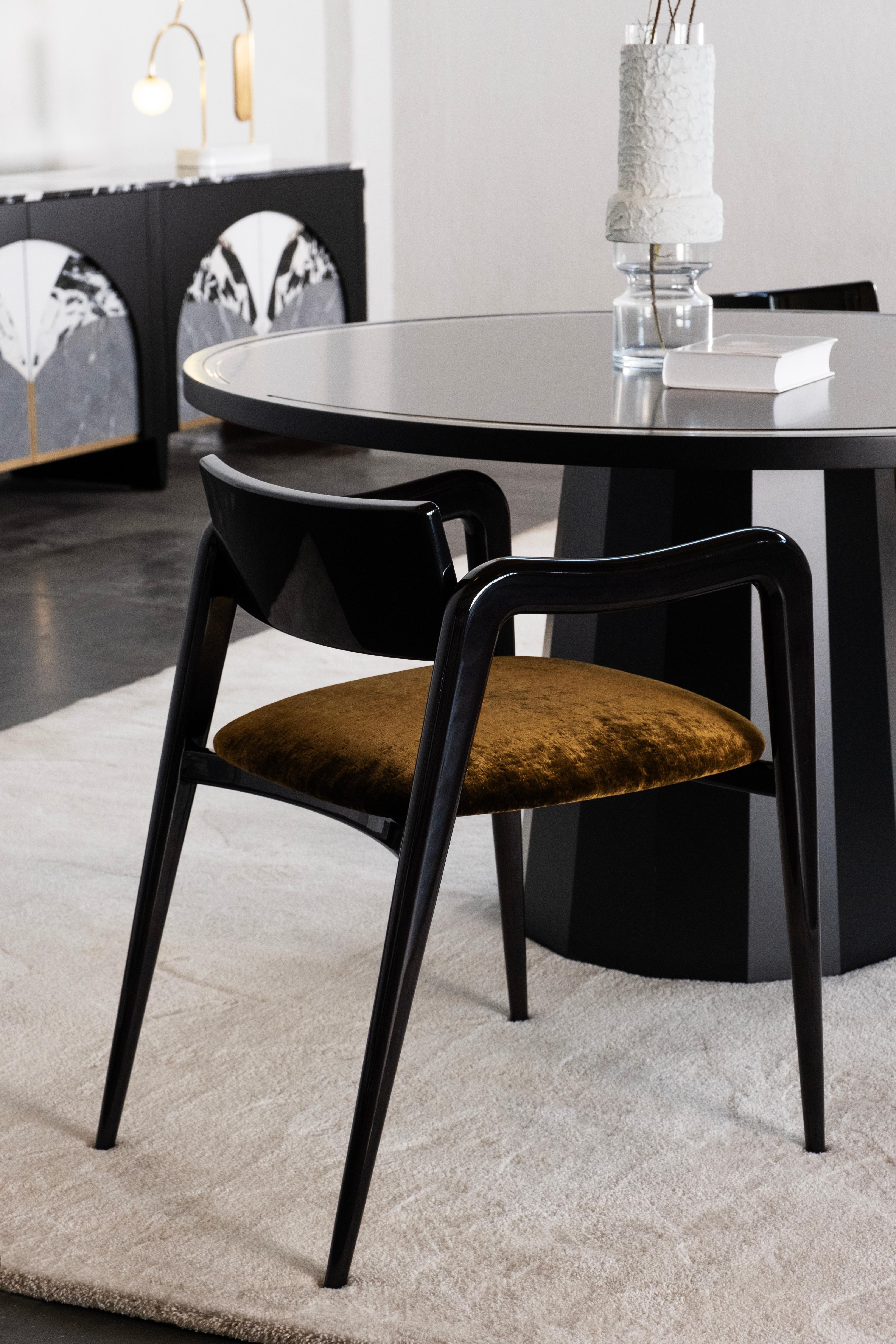 Fait main Modern Howlite Round Dining Table, Black, Handmade in Portugal by Greenapple en vente