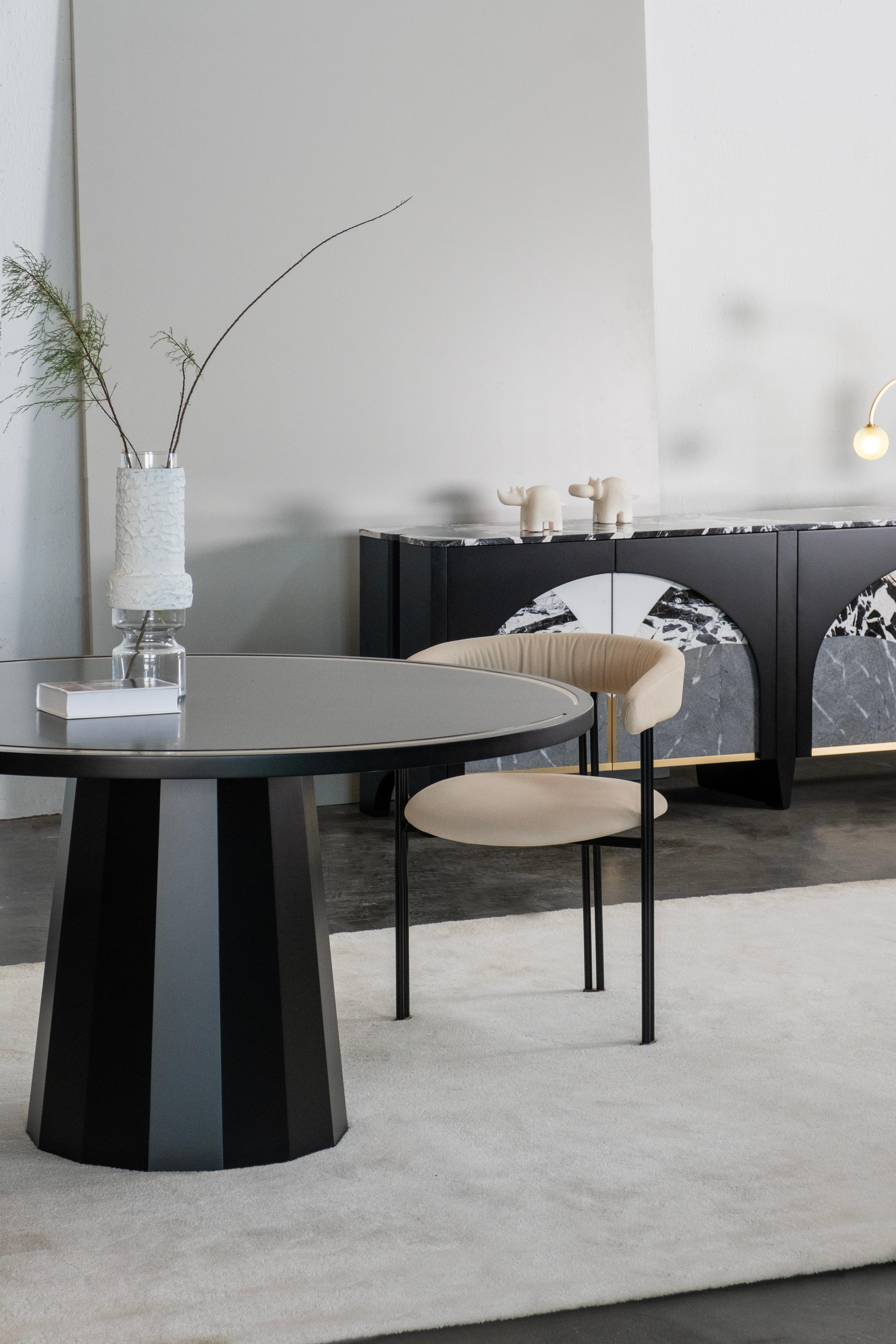 Modern Howlite Round Dining Table, Black, Handmade in Portugal by Greenapple Neuf - En vente à Lisboa, PT