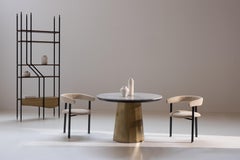 Modern Howlite Quartz Dining Table, Golden Wave Quartzite, Handmade Greenapple