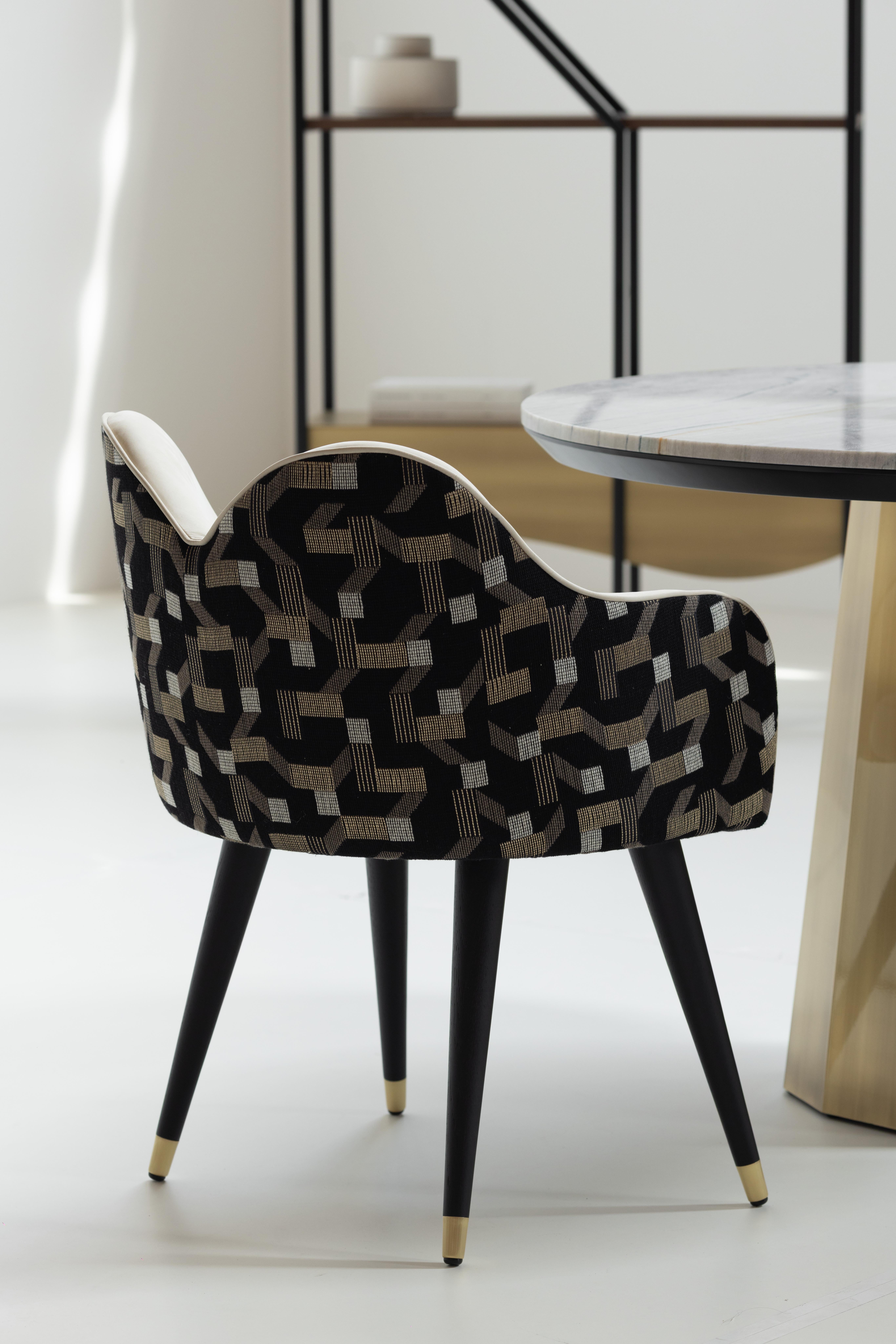 Table de salle à manger ronde moderne en Howlite, Golden Wave Quartzite, Handmade by Greenapple en vente 7