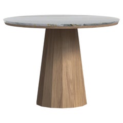 Modern Howlite Round Dining Table, Golden Wave Quartzite, Handmade by Greenapple