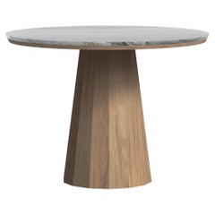 Modern Howlite Round Dining Table, Golden Wave Quartzite, Handmade by Greenapple