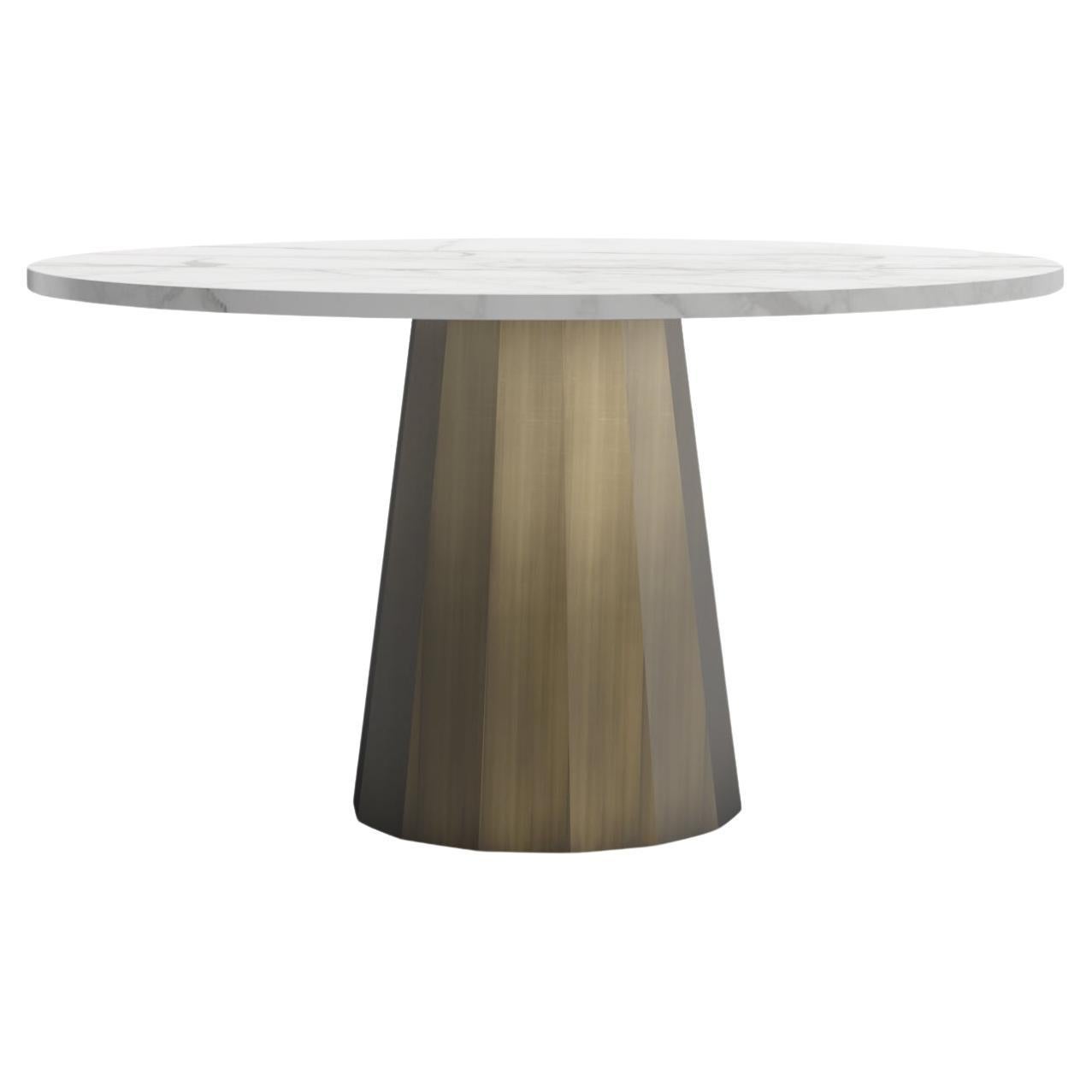 Modern Howlite Round Dining Table Marble Brass Handmade Portugal by Greenapple For Sale