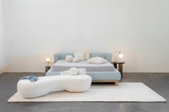Modern Hug Leather Bed, Light Blue, Handmade in Portugal by Greenapple