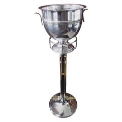 Modern Hugh Wine Cooler with Stand Bras and Silver Plated