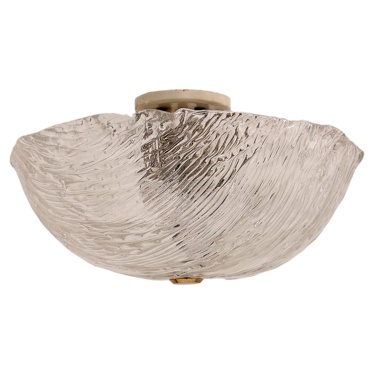 Lampe Plafonnier Vintage - Verre Glacé Optique Carré - Années 60/70