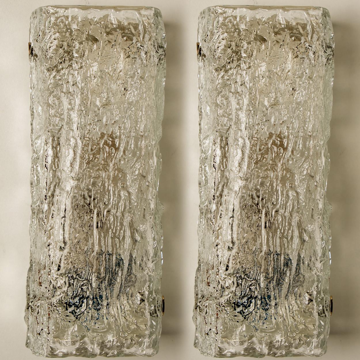Mid-Century Modern Modern Iceglass Wall Lights by J.T. Kalmar, Austria, 1960s For Sale
