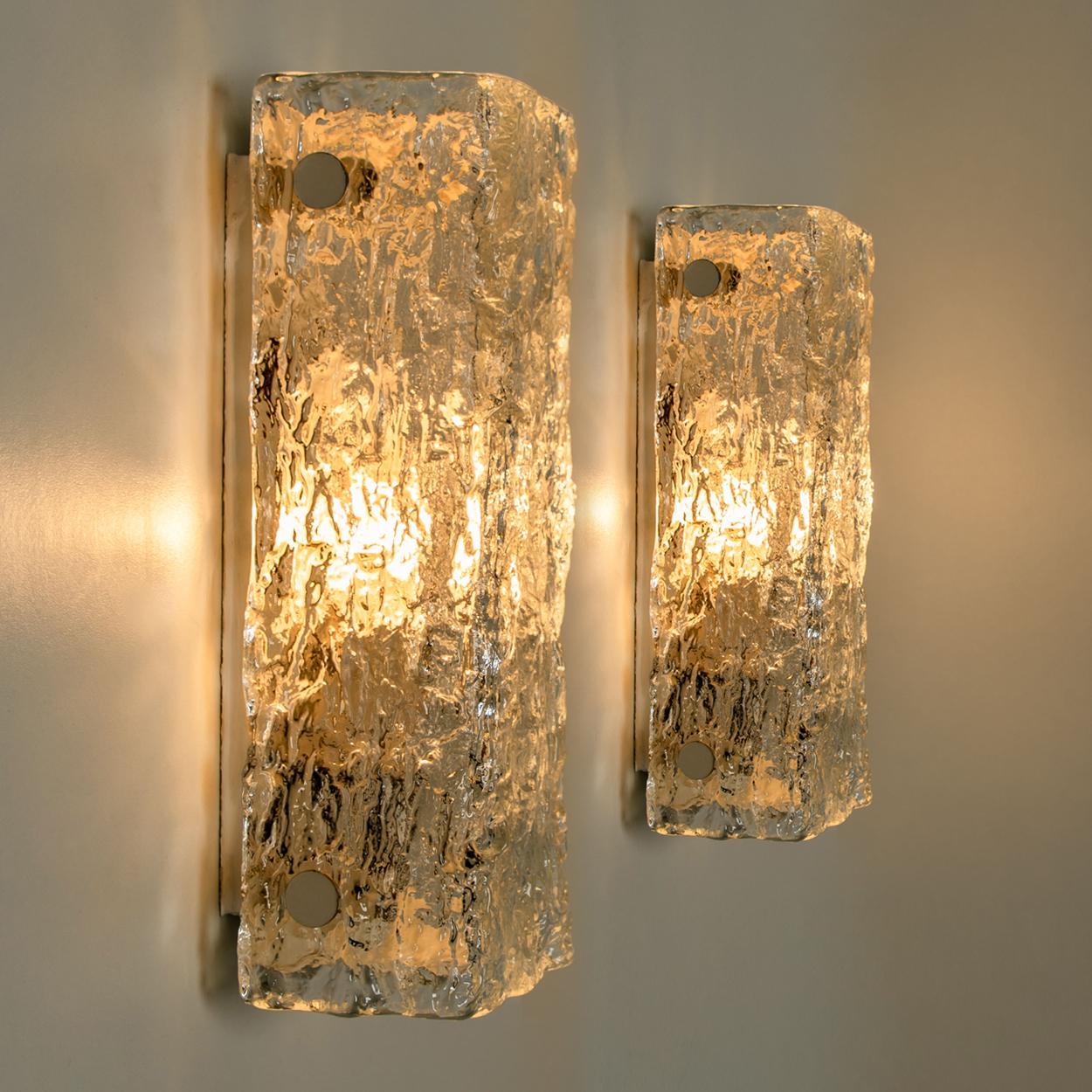 Modern Iceglass Wall Lights by J.T. Kalmar, Austria, 1960s For Sale 1