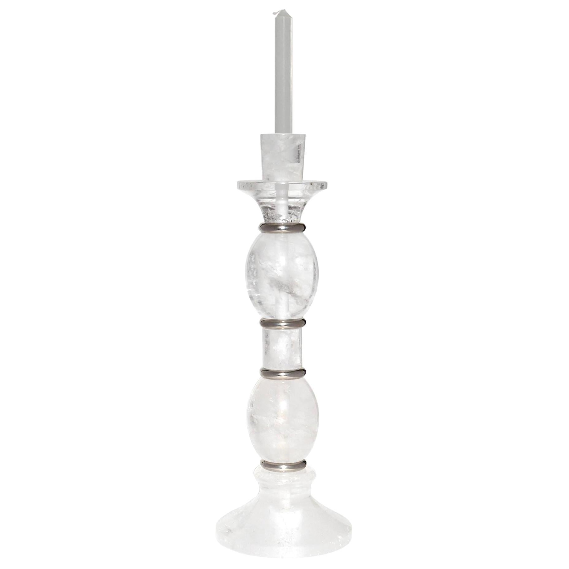 Modern III Rock Crystal Candleholder by Phoenix