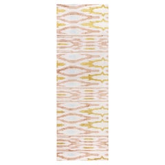 Modern Ikat-Inspired Vertical Drip Beige Silk Runner "Spirefall"
