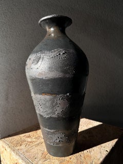 Modern Ikebana Vessel Handmade Black Ceramic Vase by Maku Ceramic