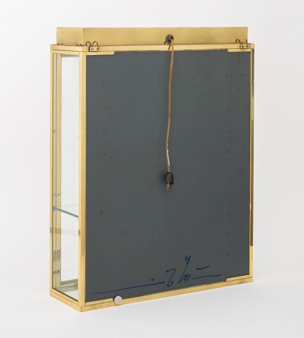 Modern Illuminated Brass and Glass Display Cabinet For Sale 1