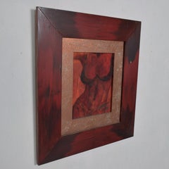 Modern Abstract Drawing Pastel on Paper Shapely Female Body Red