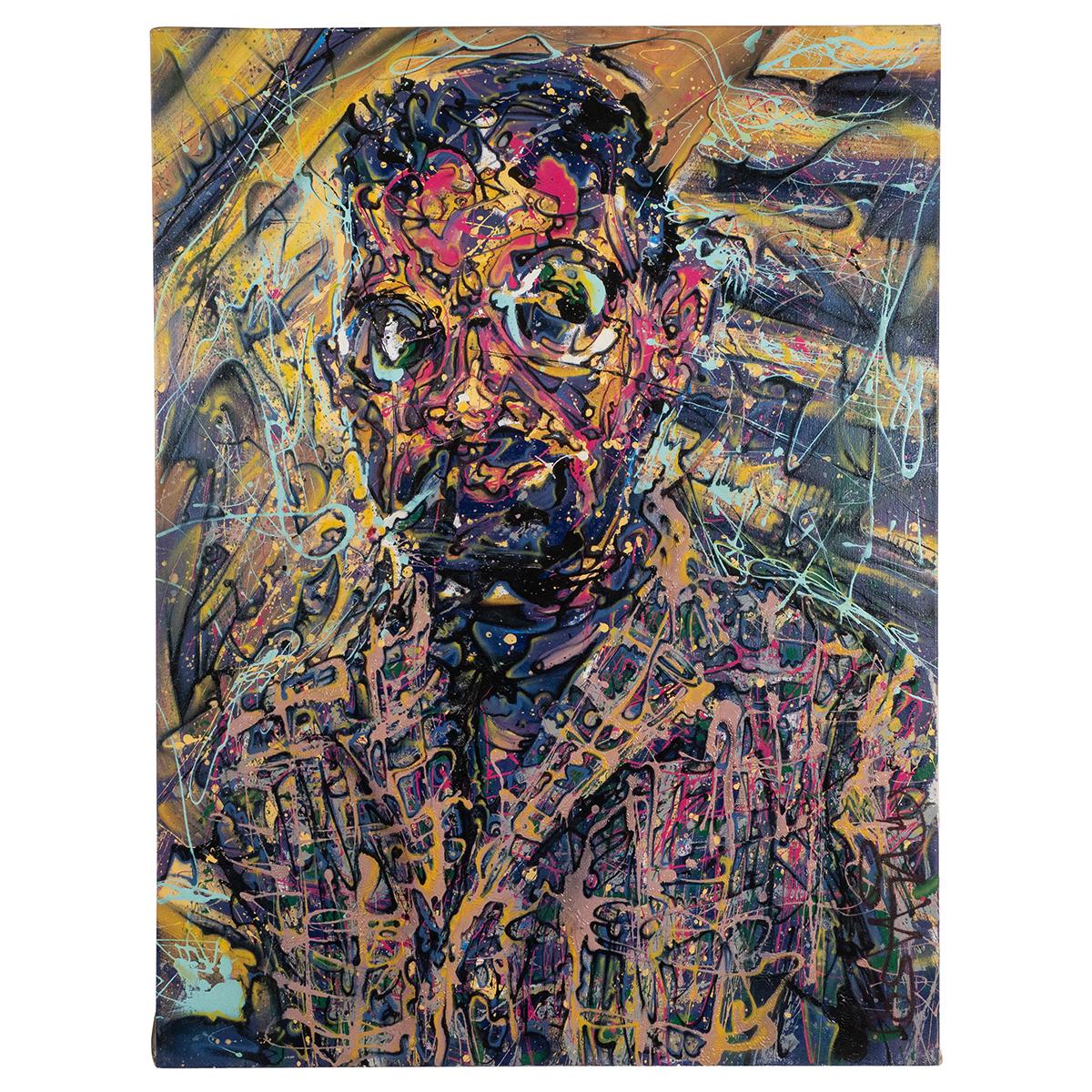 Modern impressionistic portrait of a smoking man by Costain. Oil on canvas.