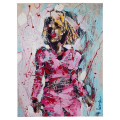 Portrait impressionniste moderne rose d'une femme par Costain
