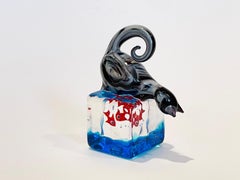 Modern in Vetro Murano Glass Aquarium Fish & Cat, by C. Tagliapietra, Italy