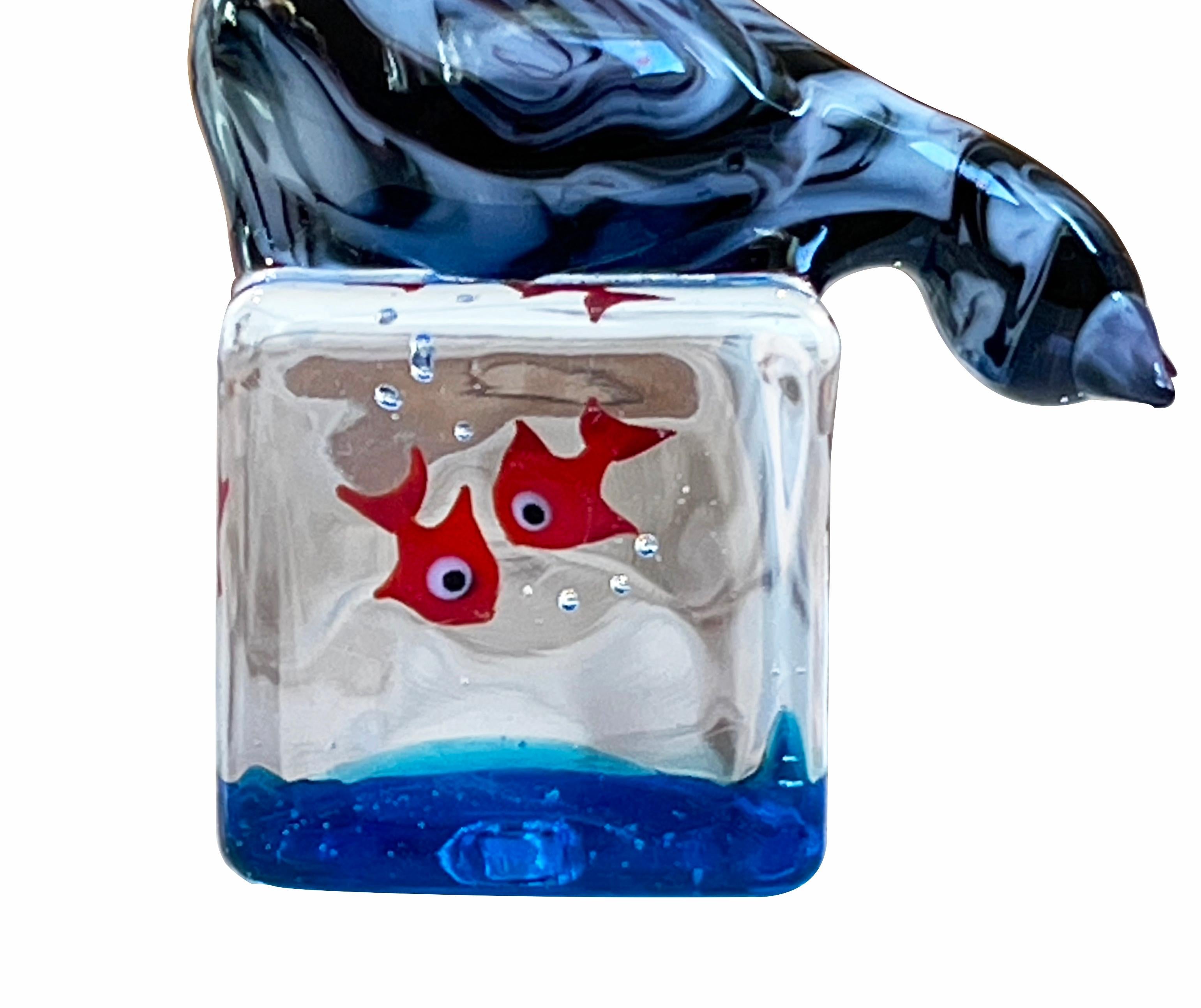 Mid-Century Modern Modern in Vetro Murano Glass Aquarium Fish & Cat, by C. Tagliapietra, Italy For Sale