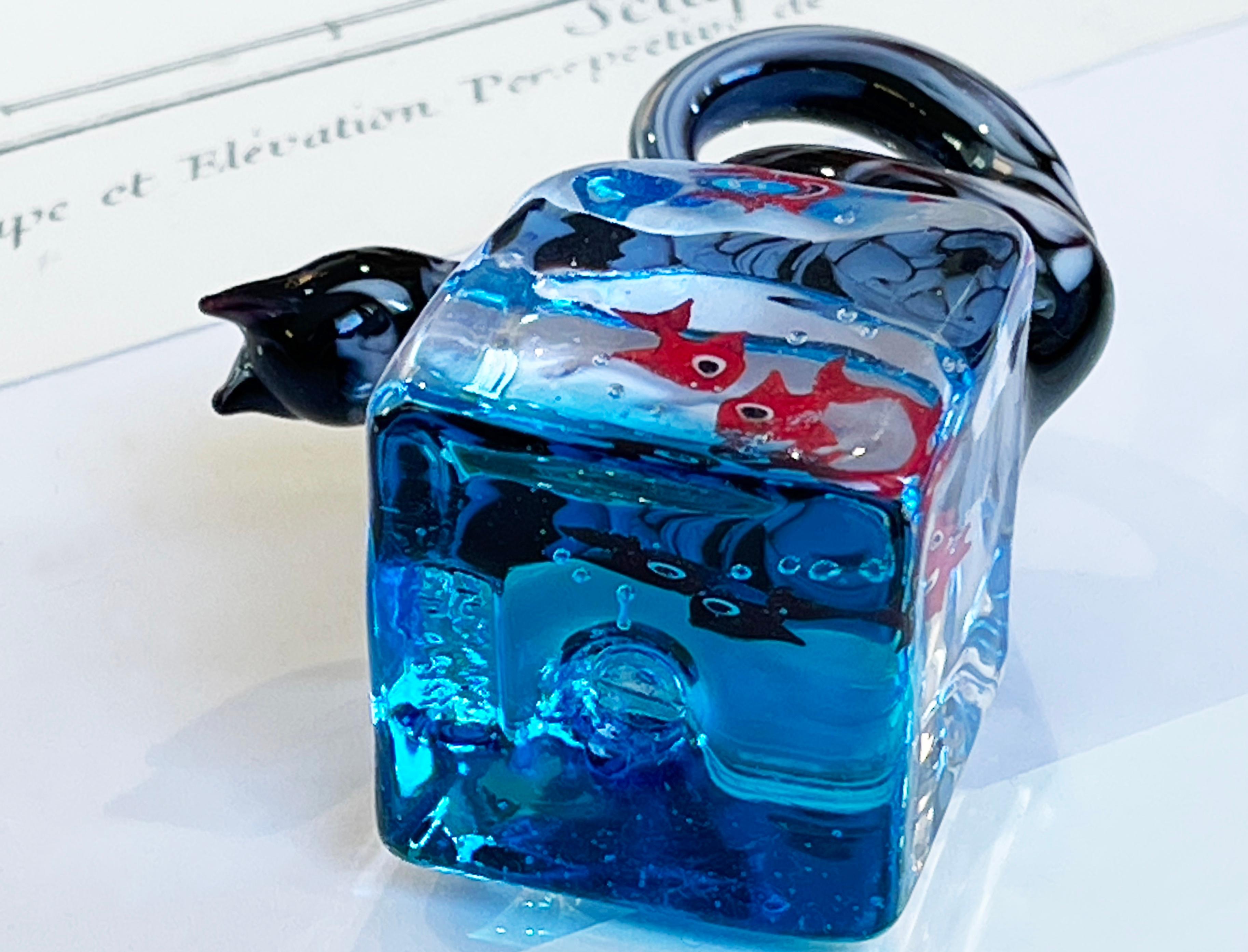 Contemporary Modern in Vetro Murano Glass Aquarium Fish & Cat, by C. Tagliapietra, Italy For Sale