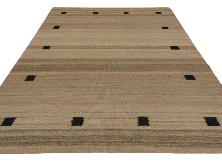 Modern Indian Dhurrie FlatWeave Kilim Rug with Warm, Neutral Colors