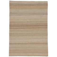 Modern Indian Dhurrie Flat-Weave Kilim Rug with Warm, Neutral Colors