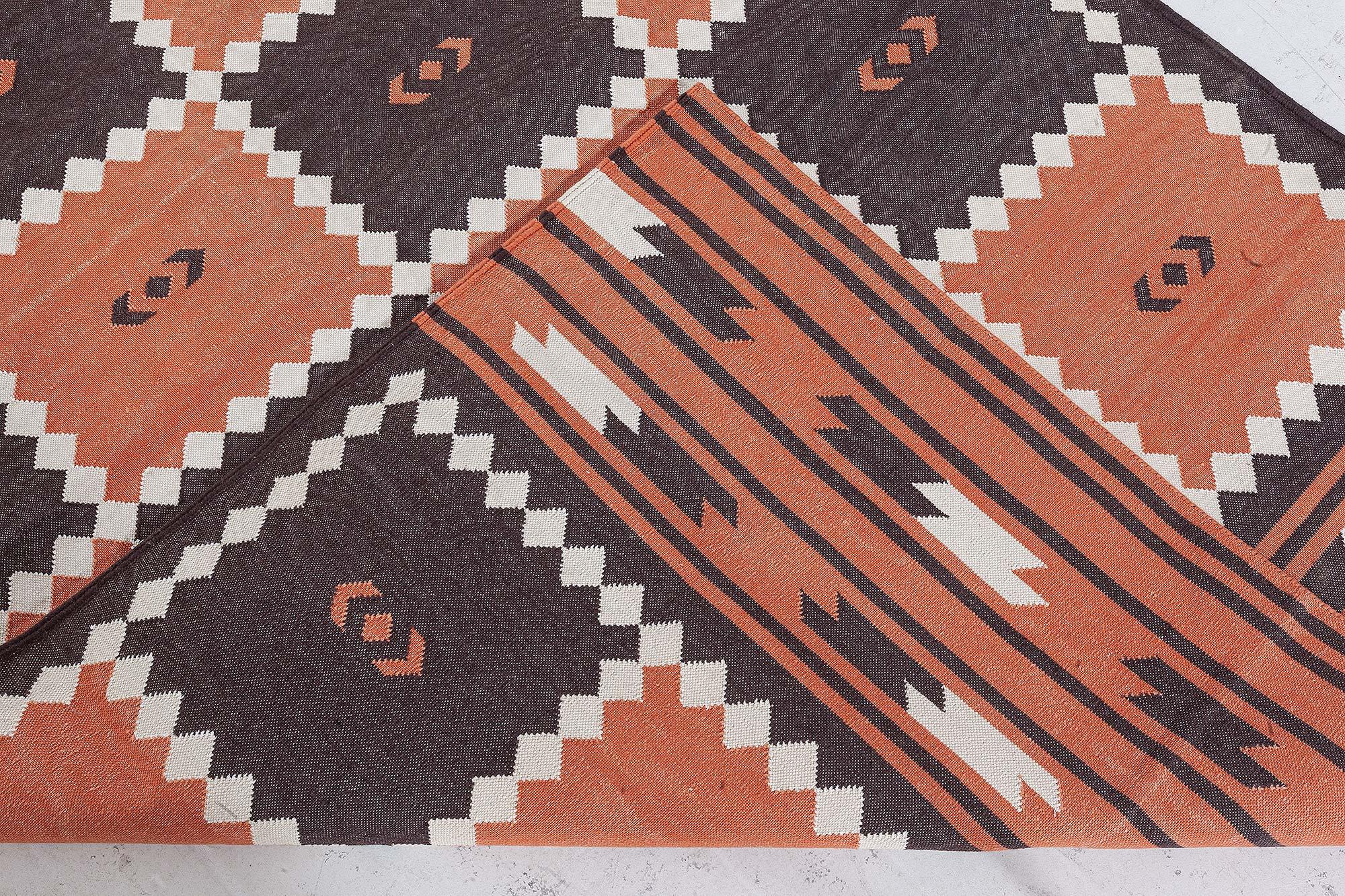 Moderner indischer Dhurrie-Teppich von Doris Leslie Blau (Baumwolle) im Angebot