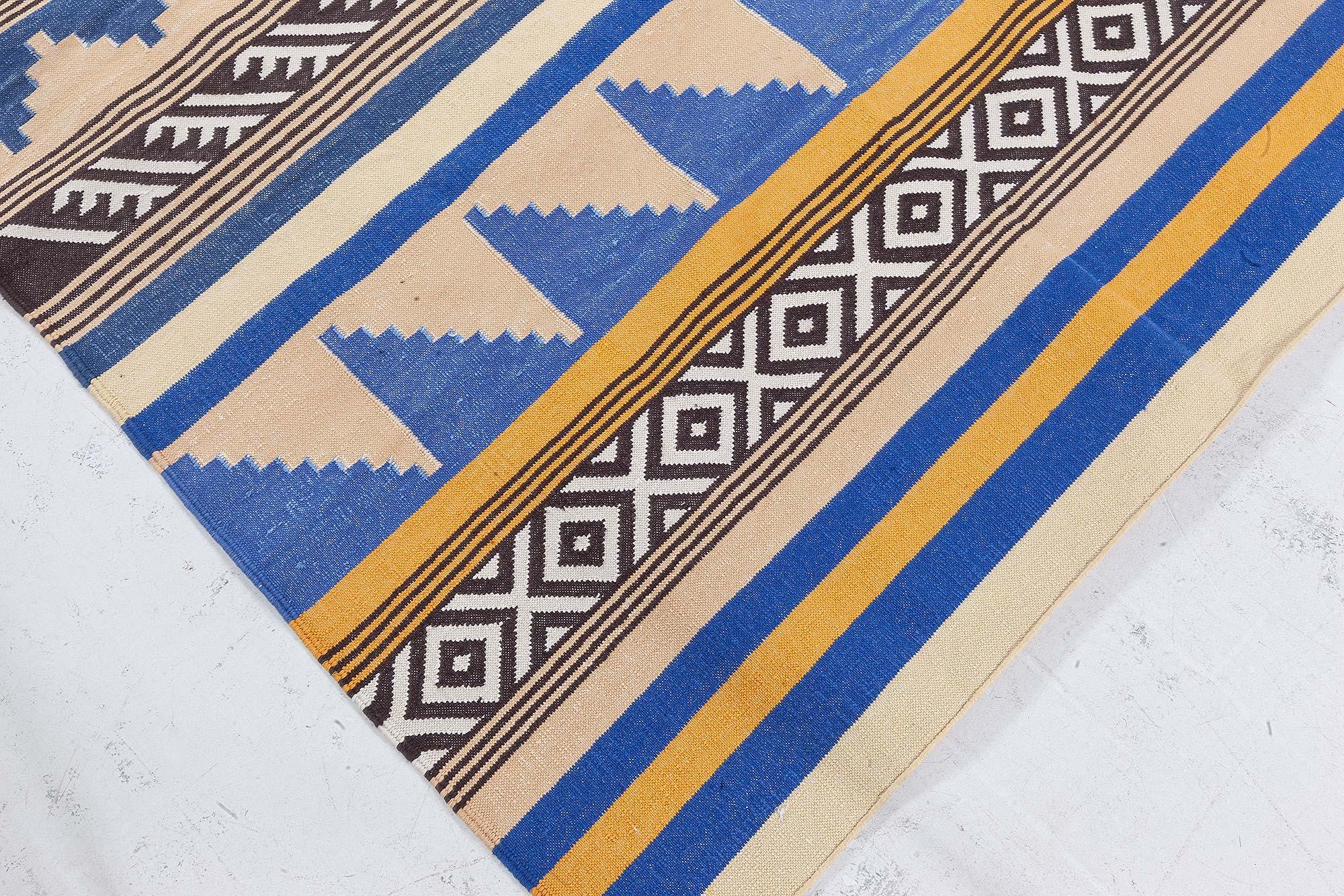 Moderner indischer Dhurrie-Teppich von Doris Leslie Blau (Baumwolle) im Angebot
