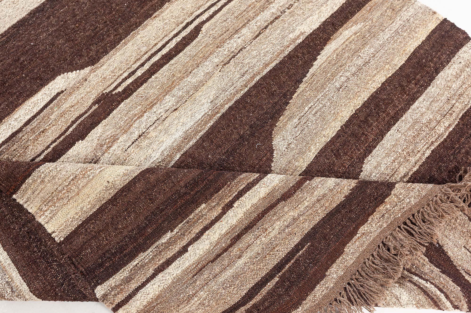 Moderner indischer Läufer aus flachgewebter Wolle von Doris Leslie Blau (Indisch) im Angebot