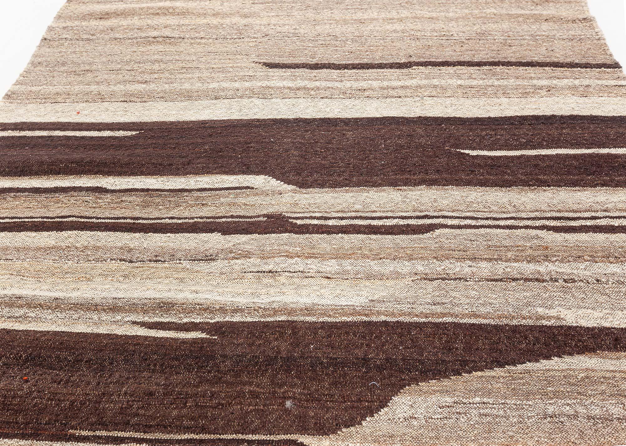 Moderner indischer Läufer aus flachgewebter Wolle von Doris Leslie Blau (Handgeknüpft) im Angebot