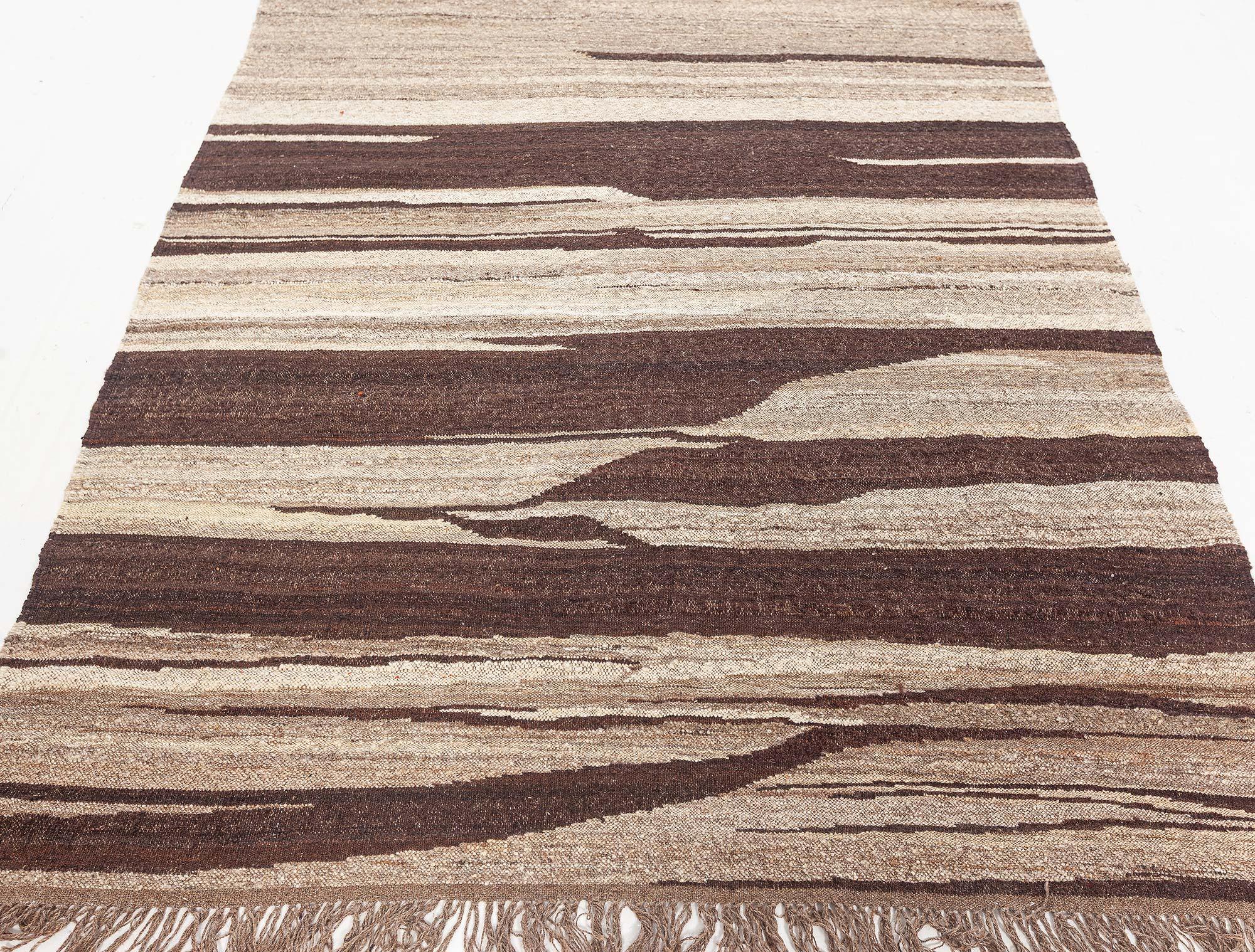 Moderner indischer Läufer aus flachgewebter Wolle von Doris Leslie Blau im Zustand „Neu“ im Angebot in New York, NY