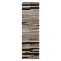 Moderner indischer Läufer aus flachgewebter Wolle von Doris Leslie Blau