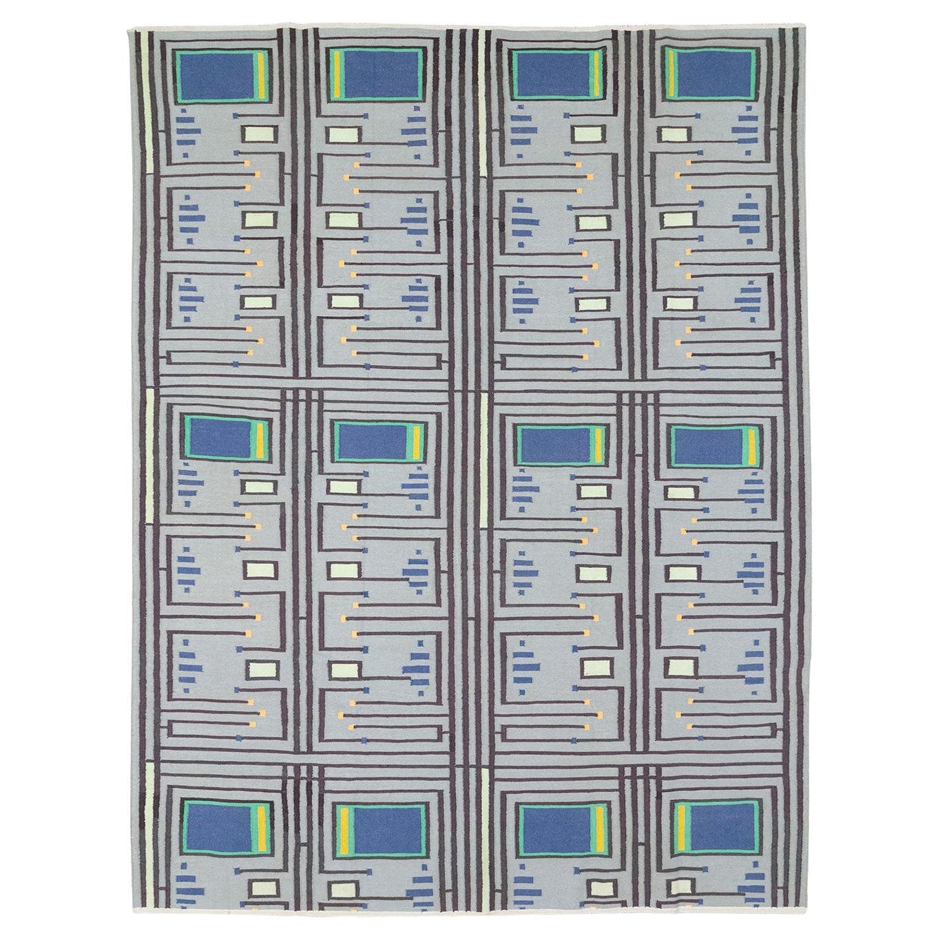 Modern Indian Flatweave Dhurrie Room Size Carpet