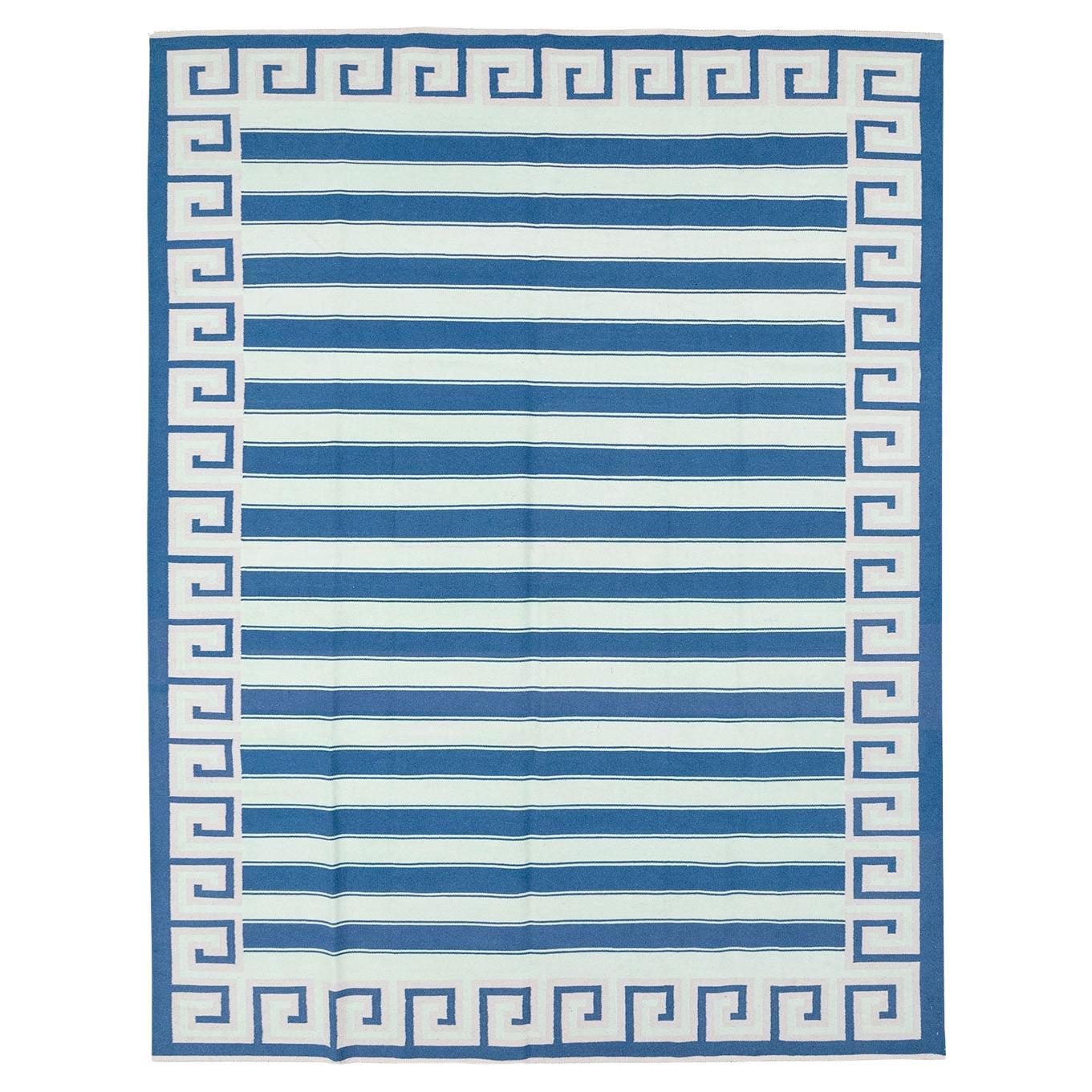 Modern Indian Flatweave Dhurrie Room Size Carpet For Sale