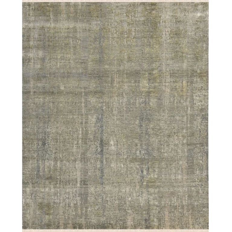 Modern Indian Hand-Knotted Wool Silk Abstract Area Rug 8x10