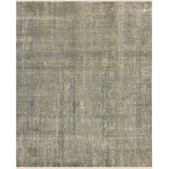 Modern Indian Hand-Knotted Wool Silk Abstract Area Rug 8x10
