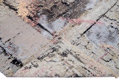 Modern Indian Handmade Gray Abstract Wool and Silk Rug