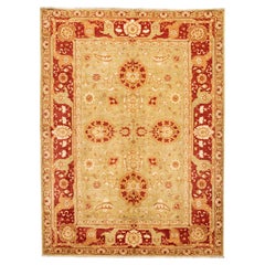 Tapis indien moderne Peshawar en laine beige à motifs floraux