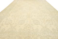 Modern Indian Peshawar Oversized Wool Rug In Beige With Allover Design