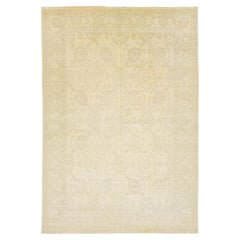 Modern Indian Peshawar Oversized Wool Rug In Beige With Allover Design